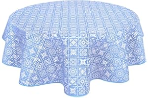 HOME DIRECT Obrus ceratowy na stół, zmywalny, okrągły, 140 cm, niebiesko-szary