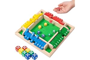 SKY-TOUCH Shut The Box Dice Game, 4-player wooden dice game, Family wooden desktop math game, 8 dice classic desktop game, Suitable for family education,Fun party classroom,Kids Adults.