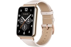 KoGiio Skórzany pasek w stylu vintage do Huawei Watch Fit 2, dla mężczyzn i kobiet, zamiennik, miękki pasek do zegarka, metalowa klamra, oddychający, kompatybilny z Huawei Watch Fit 2, biały, Huawei