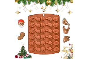 DTYGUIXE Stampi in Silicone per Cioccolatini Natalizi,Stampi per Dolci Natalizi,Stampi in Silicone con Motivi Natalizi per Cioccolatini di Natale, Muffin, Caramelle (Marrone)