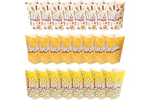 GGUFAY 24 Pcs Mini Sacchetti Pop Corn,Pop Corn Caramello Piccoli, Popcorn Box,per Popcorn a Righe Retrò per Cinema, Teatro, Compleanno,Feste a Tema,9 * 5.7 * 16CM(3 Stili)