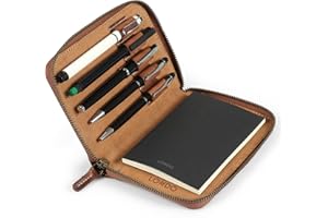 Londo OTTO486 Padfolio z prawdziwej skóry z uchwytem na długopis Notepad i zamkiem błyskawicznym (cynamon)