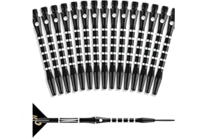 DEFIYEAR 15 Pcs Dart Shafts, Metal Dart Stems with 2BA Thread, Universal Aluminium Dart Shafts Replacement Kit for Soft Tip and Steel Tip Darts, Durable Dart Stems for Accurate Throwing(Black)