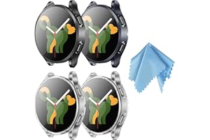 CaseBot Etui kompatybilne z Samsung Galaxy Watch 4 40 mm/44 mm [4 sztuki] ultracienkie, lekkie etui ochronne, 1 czarny + 1 szary + 2 przezroczyste
