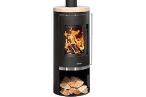 Justus 5686 42 Faro 2.0 Kaminofen Stahl Schwarz mit Sandstein-Abdeckplatte/A+