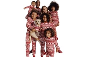 Puimentiua Christmas Matching Family Pyjamas Christmas Pajamas for Family Long Christmas Pyjamas Set Soft Christmas Cloth Cute Cartoon Holiday Sleepwear