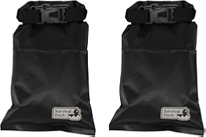 Survival Duck 1L Lightweight Dry Sack, Small Waterproof Dry Bag 1 Litre, Perfect for Keys, Cash Wallet (Black (2 Pack))
