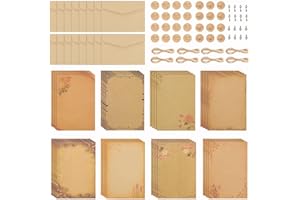 Kinsinder 96Pcs Vintage Letter Writing Paper and Envelopes Set, Old Stationary Letter Paper, Writing Paper with Flower Pattern for Writing Printing DIY