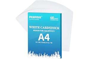 PENPRIS 300 gsm vit kartong - 60 ark A4-storlek kartong pappersskyddskort lager 100 kg tungvikt papper tjockt papper för gör