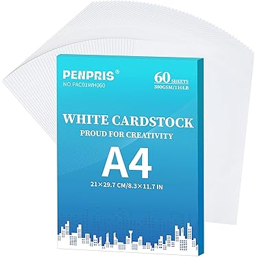 60 Vellen Wit Karton A4 200 gsm Glad Papier voor Kopiëren en Knutselen