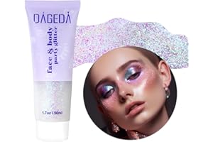 Prreal Żel brokatowy do twarzy, 50 ml, brokat, brokat, do paznokci, holograficzny puder laserowy, festiwal, brokat, różowy