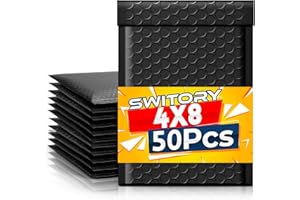 Switory 50pcs Padded Envelopes A6 Bubble Mailers Packaging Bags 4X7In Jiffy Bags Small Envelopes, Bubble Lined Wrap Poly Mailers Bags for Shipping Mailing 10.2x17.7cm, Black