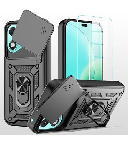 Coque Honor 400 Smart 5G Avec Verre Trempé - Protection Militaire, Support Rotatif 360°, Bumper Antichoc - Noir
