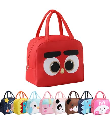 Pockée Sac Déjeuner Isotherme Rose Mignon – Sac Repas 1 Compartiment + Sac Table Coton, Idéal Pique-Nique Bureau