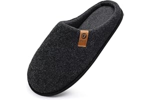 ONCAI Chaussons Homme Pantoufles à Hiver Chaussures Chaudes pour La Maison en Mousse à Mémoire de Forme, Laine en Peluche Doublée Avec Semelle en Caoutchouc Antidérapante Taille 40-49 EU