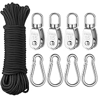 Umlenkrolle, 4 Stück M15 Flaschenzug Einzelsatz,4 Stück Federschnalle, 31M Regenschirmseil, umlenkrolle stahlseil…