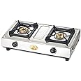 Bajaj Popular Eco, 2-Burner Open Stainless Steel, ISI Certified, Gas Stove (Silver, Black)