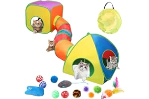 FALUCKYY Cat Tunnel,16pcs 3 in 1 Pop-Up Collapsible Cat Toy for Indoor/Outdoor Play, Interactive Maze for Cats, Kittens, Puppies, Rabbits, Guinea Pigs, and Small Pets