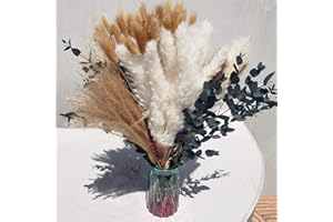 Comtelek 110 Stück Natürliche Getrocknetes Pampasgras, Pampasgras Trockenblumen Deko Trockenblumen Eukalyptus Getrocknete Blumen Deko für Hochzeit Boho Deko Wohnzimmer Hochzeit