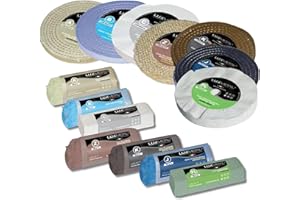 Lux Metal - Kit 7 Disques de Polissage de 200 mm et 7 Pâtes Abrasives de 350 gr - Pour Aluminium, Fer, Acier Inoxydable, Bronze, Marbre - Polissage Métallique Efficace