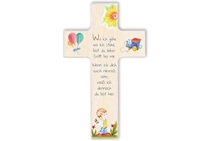 Fritz Cox Kinderkreuz 'Wo ich gehe, wo ich stehe' Junge 15cm natur