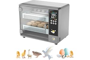OAMGER Incubadora Huevos Gallina, Incubadora Automática de Huevos para 24 Huevos, con Volteo Automático de Huevos y Humidificación Automática, Control Inteligente de Temperatura Pantalla Táctil