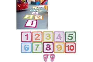 ASIXXSIX 12 Stück Zahlen-Hopscotch-Spiel Bodenaufkleber, DIY Digitale Kreative Bodenaufkleber Lustige Bunte Hopscotch-Aufkleber Korridor-Dekoration für Kinderzimmer, Klassenzimmer, Spielzimmer, Kindergarten