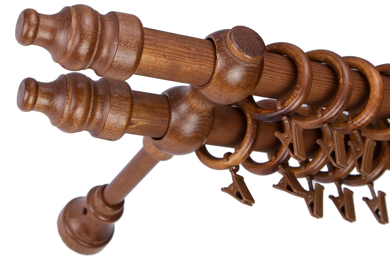 Nantural Wood Double Wooden Curtain Pole 400 Cm 157 48 Oak