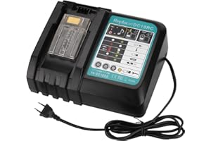 TAINGWEI Ładowarka 3 A do akumulatora Makita 18 V, DC18RC 14,4-18 V ładowarka do BL1850 BL1860B BL1830B BL1840B akumulator litowo-jonowy, zamiennik do DC18SF, DC18RD, DC18RA ładowarka (wtyczka EU)