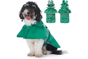 Poseca Dog Raincoat, Lightweight Jacket with Clear Hood, Adjustable Raincoat with Reflective Strip, Leash Hole for Small Medium Large Dogs
