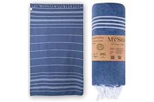 ‎MYSTILO MyStilo® XXL Saunahandtuch Hamamtuch - Großes, Weiches Badetuch 100x200cm, Schnelltrocknend - Premium Strandtuch, Beach Towel, Handtuch für Männer, Frauen, Yoga und Fitness (Navy)