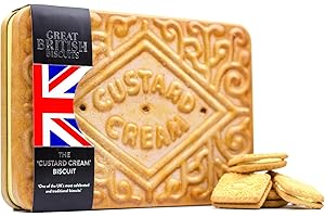 THE SILVER CRANE CO. Giant Custard Cream Biscuits Gift Set - Christmas Treats & Snacks Tin Gifts, Family Sized Box with Custard Cream Luxury Biscuits - Unique Family Christmas Gifts Ideas, British Food Hamper Tin 450g