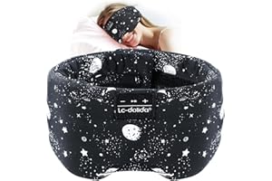 LC-dolida Bluetooth Sleep Mask Headphones for Women/Men,Upgraded Widened Sleeping Eye Mask 100% Blackout Eye Mask with Earphone for All Seasons,Soft Sleeping Headphones for Travel/Nap/Yoga/Relaxation