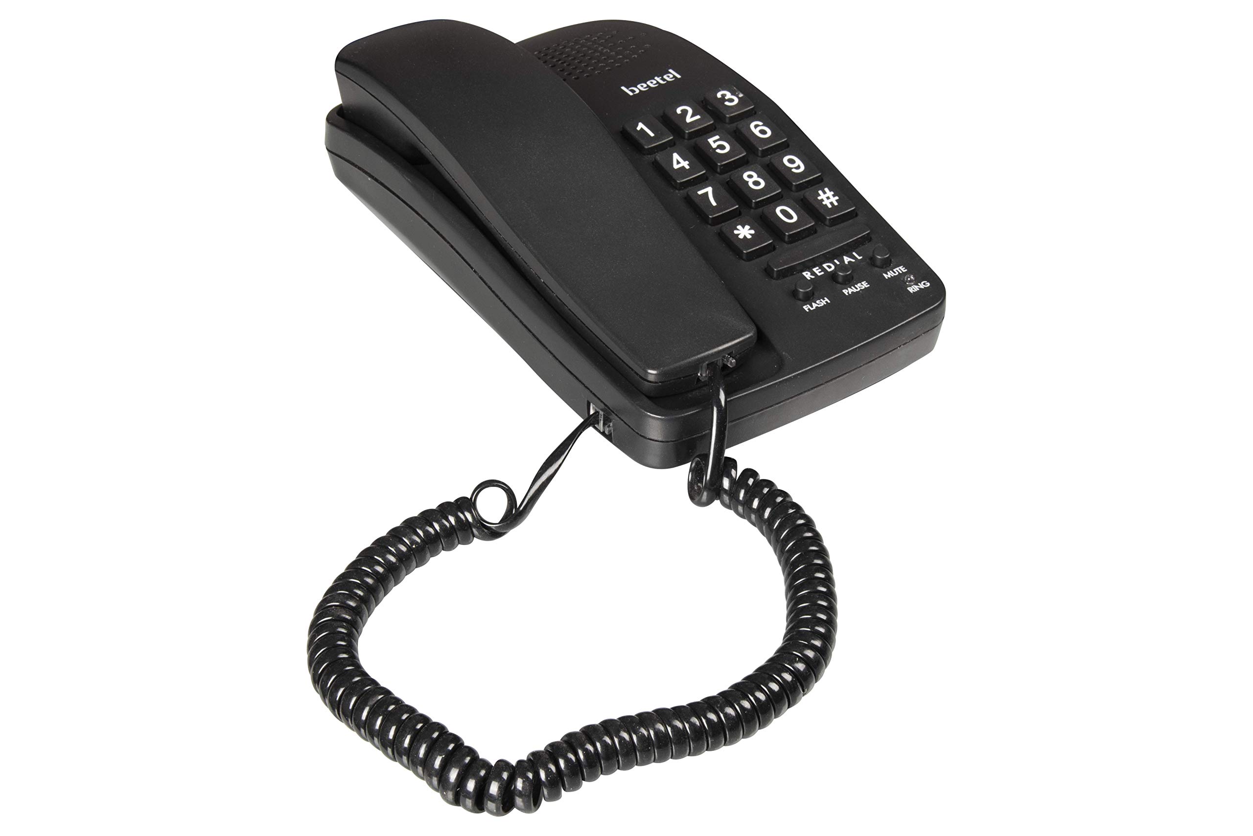 Beetel B15 Corded Landline Phone,Ringer Volume Control,LED Ring Indication,Wall/Desk Mountable,Bold Buttons Design,Clear Call Quality,Mute/Pause/Flash/Redial Function (Made in India)(Black)(B15) - Image 4