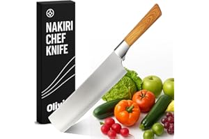AGYO Mannaia da Cucina in Acciao Inox - Lama da 20 cm - Coltello affilato per tagliare Alimenti - Impugnatura Ergonomica in legno - Coltello da Cuoco e Macellaio