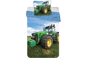 BRANDMAC Traktor Baby-Bettwäsche-Set 2-teilig 100% Baumwolle Bettbezug 100x135cm Kissenbezug 40x60cm Klein-Kinderbettwäsche