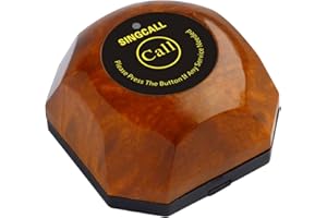 SINGCALL Wireless Calling System,Brown Single Call Button,Guest Call Waiter System(APE560)