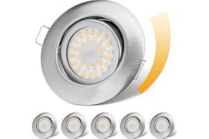 ‎CLOKSH LED Einbaustrahler 230V Flach Dimmbar LED Spots 6W IP44 Bad Einbauleuchten Deckenspots Deckenstrahler,Warmweiß 3000K Schwenkbar Einbauspots für Badezimmer Küche Wohnzimmer,6er Set