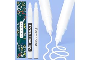 ARTISTRO Permanent Marker - Waterproof Markers for Tire, Fabric, Rocks, Glass, Ceramic, Wood, Paper - Oil Based Paint Pens 2 White Extra-Fine Tip