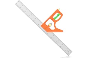 AUYUIIY Combination Square, Set Square Engineers Square 12Inch/300mm Stainless Steel Ruler, Adjustable Carpentry Square 45/90 Degree with Bubble Level, Measuring Tool for Carpenter/Engineer/Woodworking