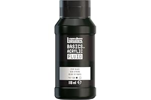 Liquitex Basics Fluid - Pintura acrílica de consistencia fluida, secado rápido, resistente a la luz, impermeable, acabado satinado permanente, bote 118 ml, negro de marfíl
