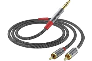 ANYPLUS Cavo Audio,【2M】 2 RCA to Jack 3.5 Audio Stereo,Treccia di Filo di Fesce Sdoppiatore RCA, Cavo Jack RCA per Cellulare, Tablet, PC, iPod, Amplificatore, Altoparlante, TV, DVD,Etc