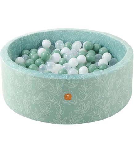 LUDI - Rond ballenbad van schuim - 90 cm x H 30 cm - voor baby's vanaf 6 maanden - Inclusief 100 ballen - Zachte en wasbare stof - Kleur grijs