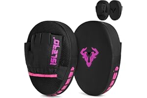 Islero Fitness Matte Black Boxing Pads Men focus Mitts Punching Women MMA Muay Thai Martial Arts KickBoxing Hook and jab Hand Target Strike Shield Training Pads