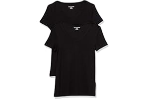 Amazon Essentials Damen Kurzärmeliges T-Shirt mit V-Ausschnitt, Schmale Passform, 2er-Pack