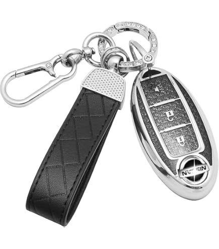 Happyit Coque Clé Voiture En Cuir Véritable Pour Nissan Juke, Micra, Qashqai, X-Trail, Navara - Housse 3 Boutons Élégante Et Protectrice