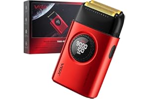 VGR 377 Rasoio Film Maschile Rasoio Elettrico Doppia Lamina Null Macchina Capelli Portatile Senza Fili e Ricaricabile Rasoio da Uomo, 9000 Giri/min, Display LED (Rosso)