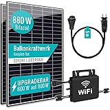 PIANETA Balkonkraftwerk 880W Bifazial / 800W auf 600w drosselbar 2 x 440w Ja Solar Glas/Glas Module, Wechselrichter Hoymiles 