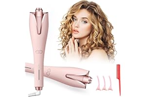 FACAIO Automatyczna lokówka, zapobiegająca plątaniu, zaawansowana ceramiczna lokówka do włosów, obracany o 360° kabel zapobiegający plątaniu się urządzeń i narzędzi fryzjerskich (różowa)