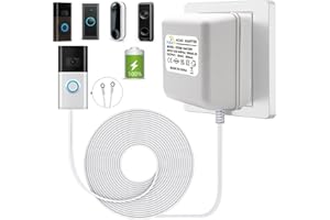 XZGM Transformateur de sonnette vidéo 18 V 500 mA avec adaptateur secteur pour sonnette vidéo Ring Video Doorbell Prise UK pour Ring, Arlo, Eufy, Nest, Wyze etc. Câble d'extension de 5 m Blanc